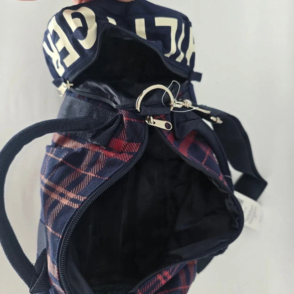 Tommy Hilfiger Mini Duffle‎ Bag Navy Red Plaid Canvas Logo M86913589 467 NWT